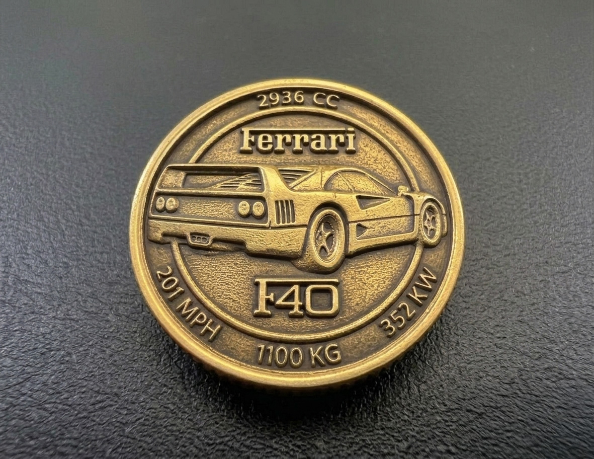 Ferrari F40 Brass Coin — Back